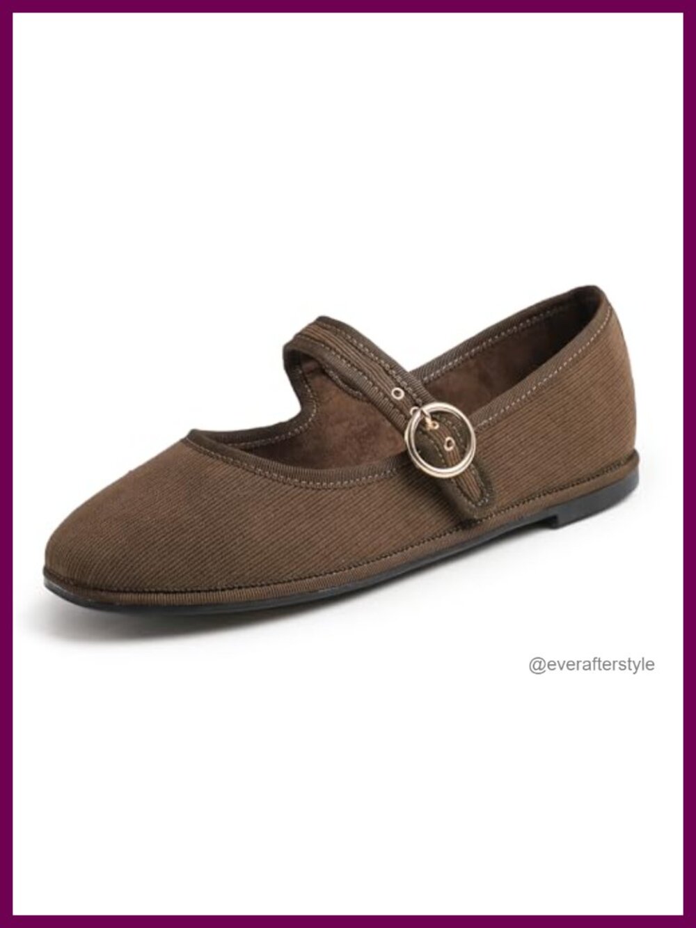 Mary Jane Flats Memory Foam Corduroy Comfort Round Toe Buckle Walking Shoes
